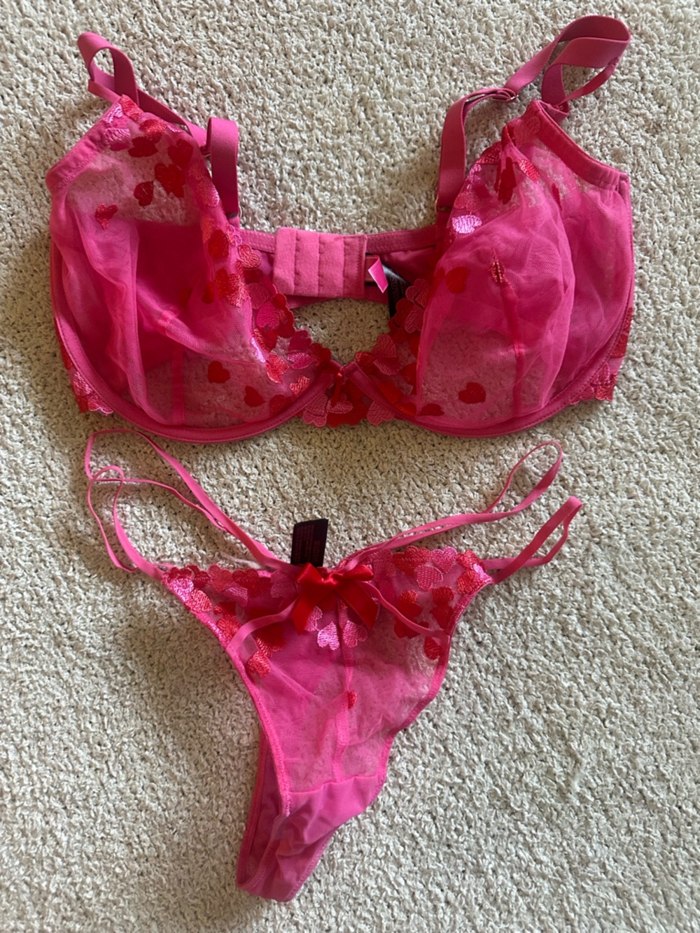 Pink Heart Matching Bra / Panty set